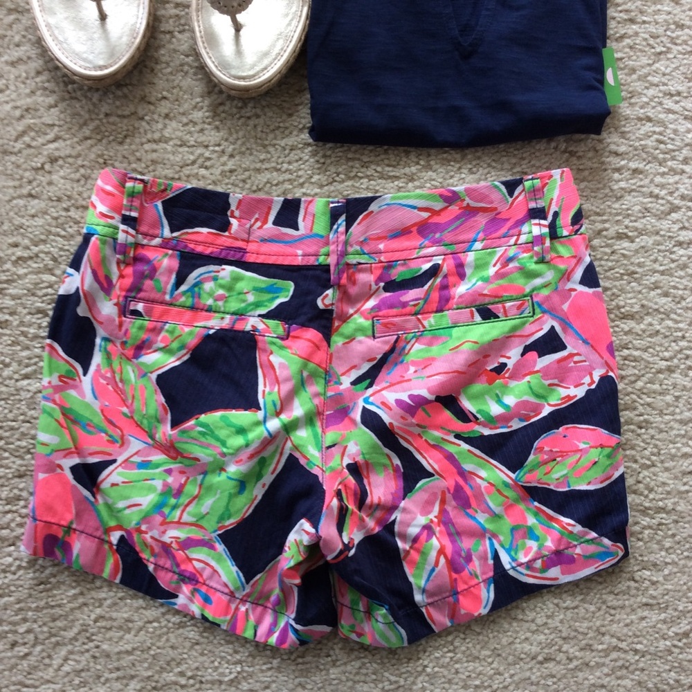 Lilly Pulitzer Pink and Green Leaf Print Shorts
